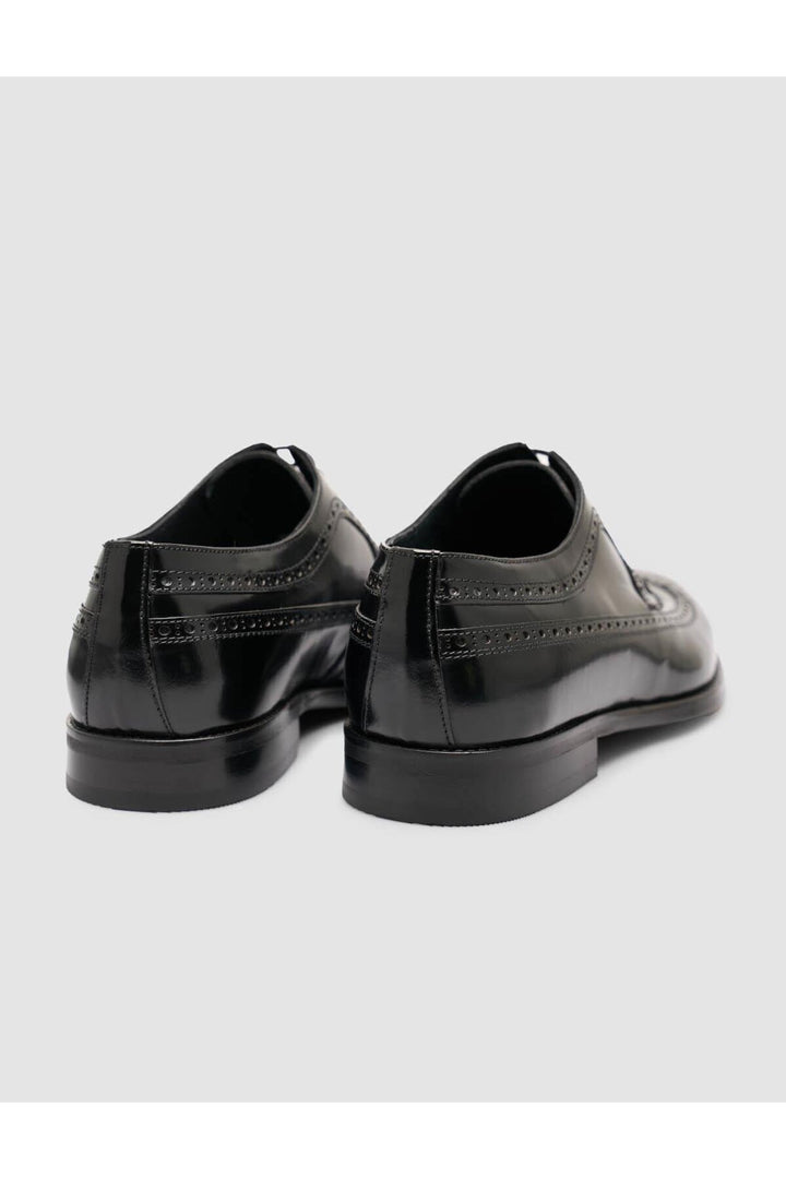 Cabani Shoes Chaussures classiques brogue en cuir véritable noires pour hommes - Noir