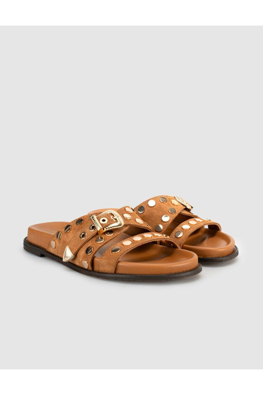 Cabani Shoes Sandales pour femmes en cuir véritable avec détails en pierre beige. - Multicolore