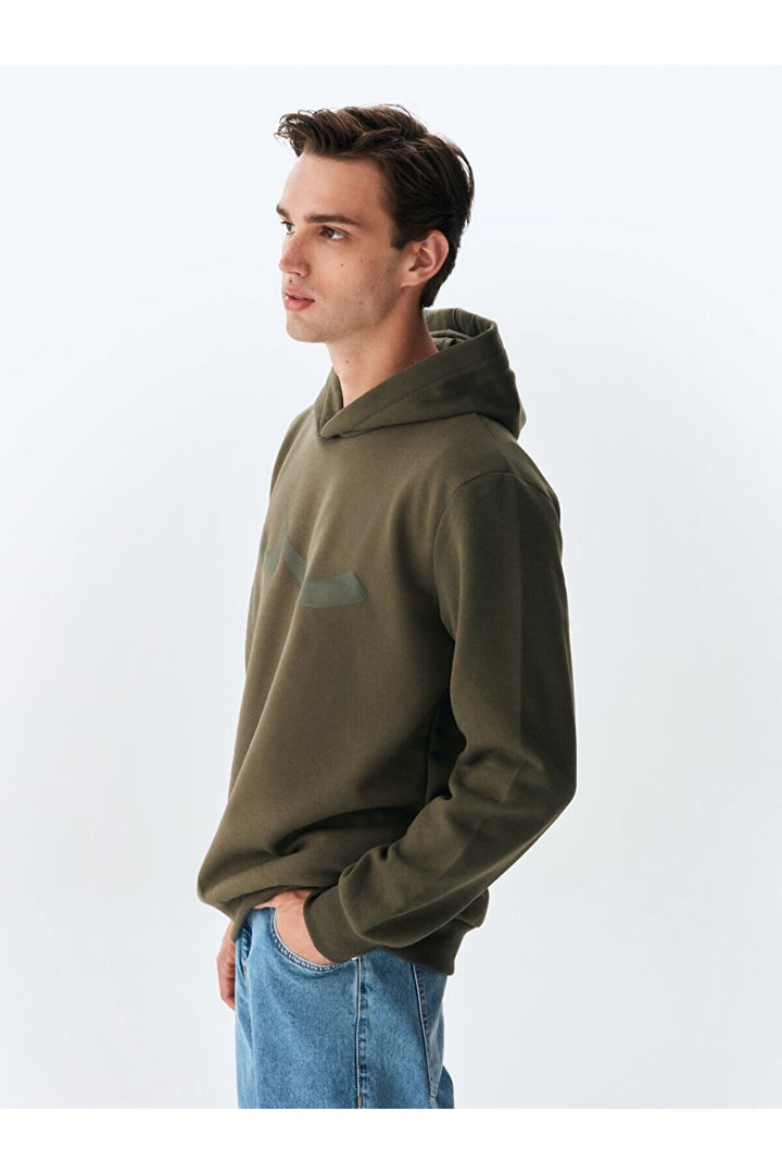 LTB Sweatshirt vert regular fit sans fermeture éclair avec capuche à logo - Vert_13878