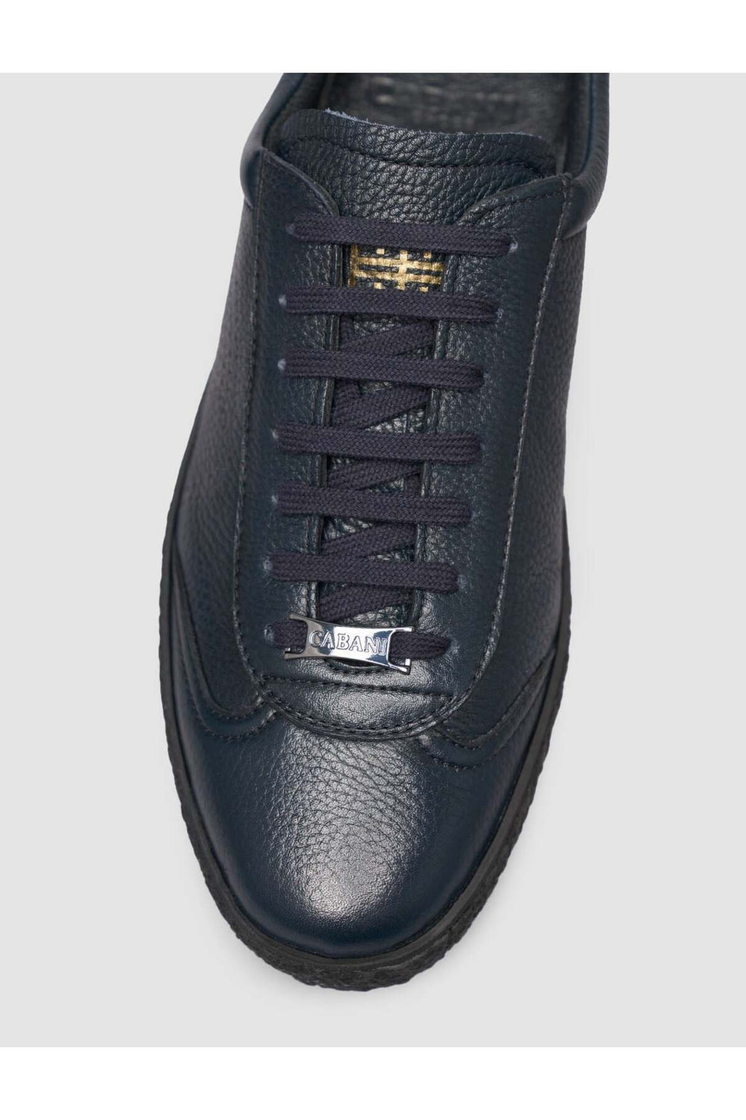 Cabani Shoes Chaussures de sport pour hommes en cuir véritable bleu marine à lacets avec semelle en caoutchouc. - Bleu marine