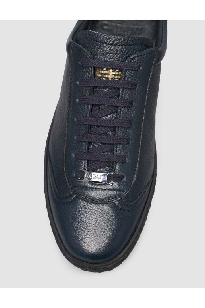 Cabani Shoes Chaussures de sport pour hommes en cuir véritable bleu marine à lacets avec semelle en caoutchouc. - Bleu marine