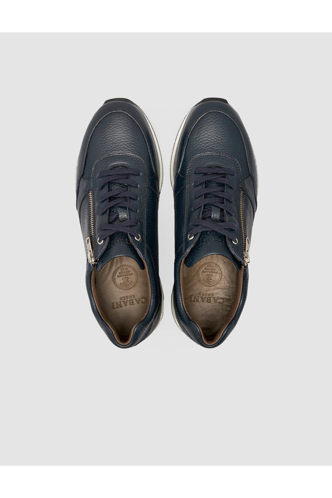 Cabani Shoes Teranor %100 Cuir Véritable Bleu marine Baskets Homme à Lacets et Fermeture Éclair - Bleu marine