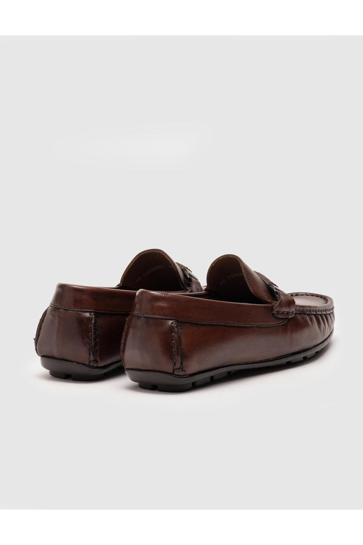 Cabani Shoes Chaussures loafers pour hommes en cuir véritable marron à design spécial - Marron