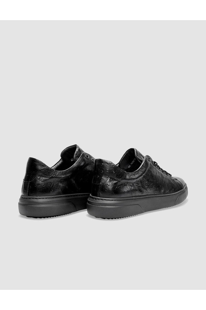 Cabani Shoes Chaussures de sport pour hommes en cuir véritable noires à lacets - Noir