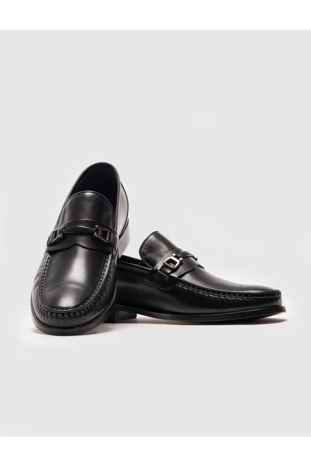 Cabani Shoes Chaussures classiques pour hommes en cuir véritable avec boucle noire - Noir