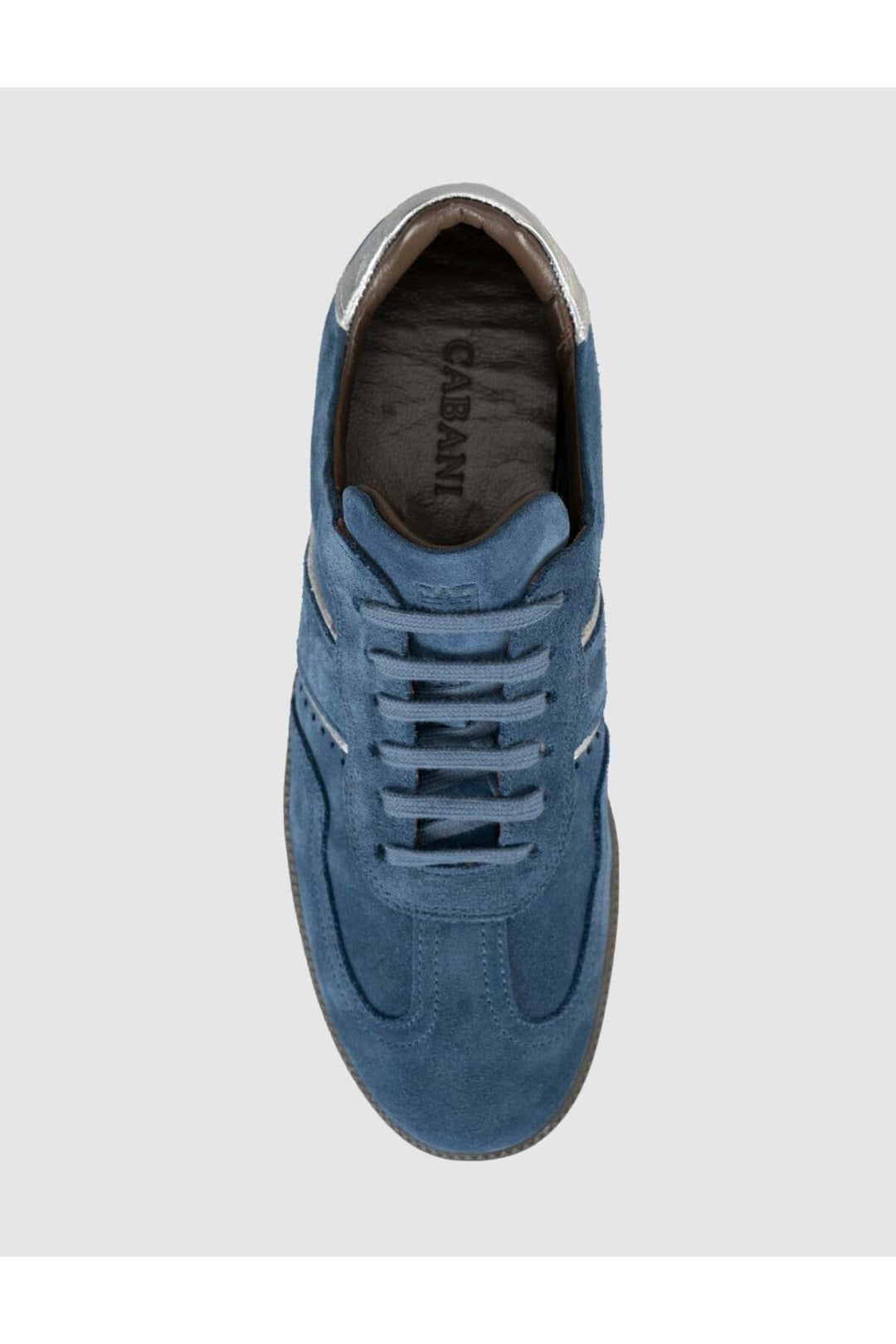 Cabani Shoes Santano %100 Cuir Véritable Baskets Femme Suède Bleue à Lacets - Multicolore
