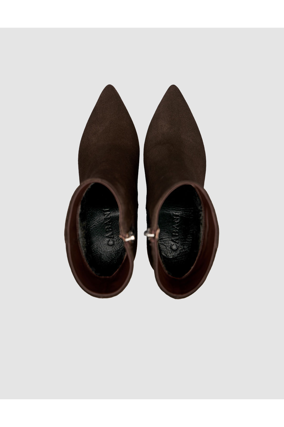 Cabani Shoes Bottines à talons en cuir suédé marron avec fermeture éclair pour femme - Multicolore