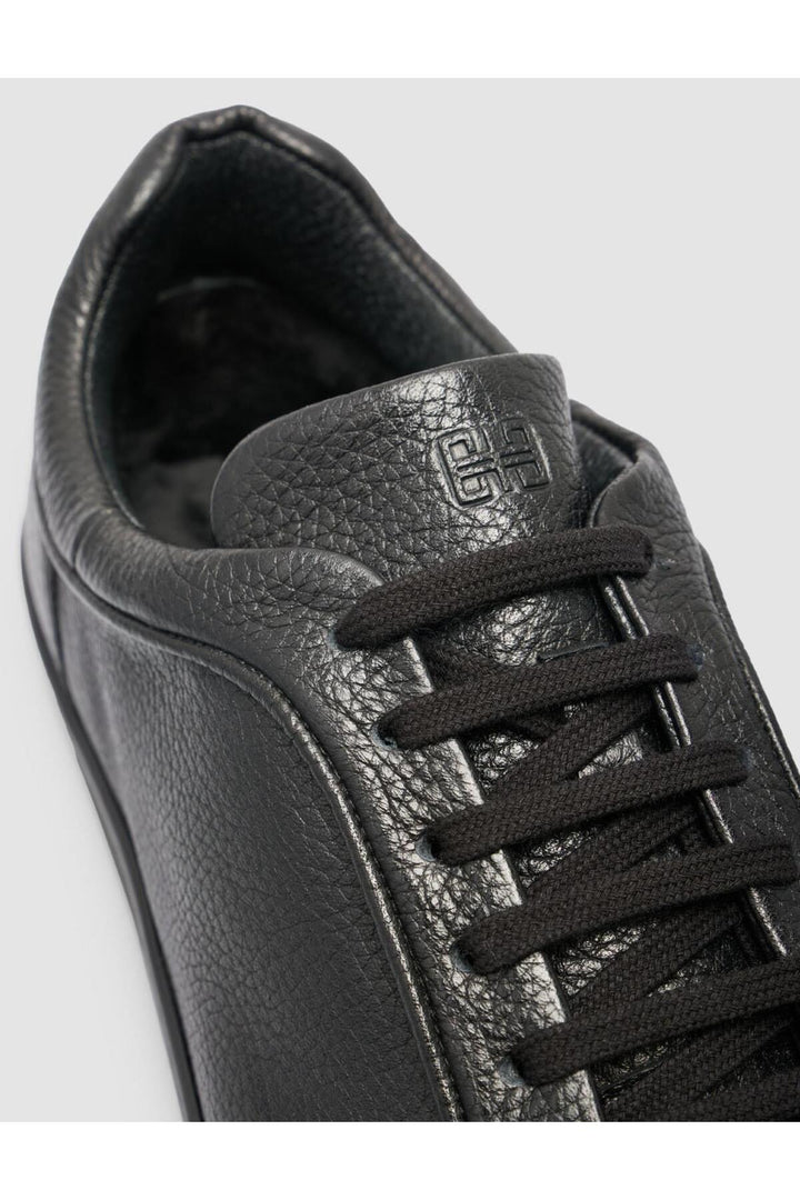 Cabani Shoes Chaussures de sport pour hommes en cuir véritable noir à lacets 100% - Noir