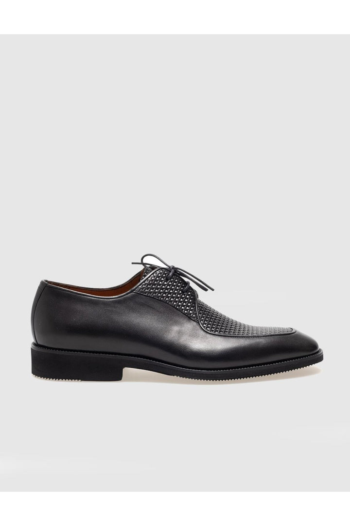 Cabani Shoes Chaussures classiques pour hommes en cuir véritable noires à lacets - Noir