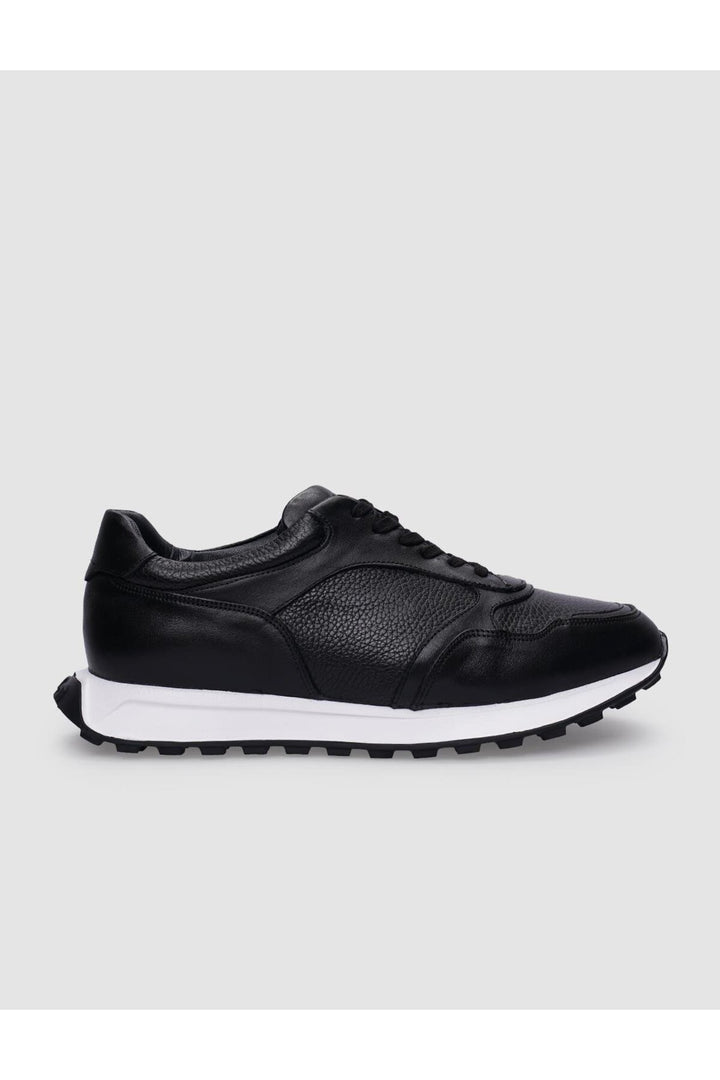 Cabani Shoes Chaussures de sport pour hommes en cuir véritable noir à lacets 100% - Noir