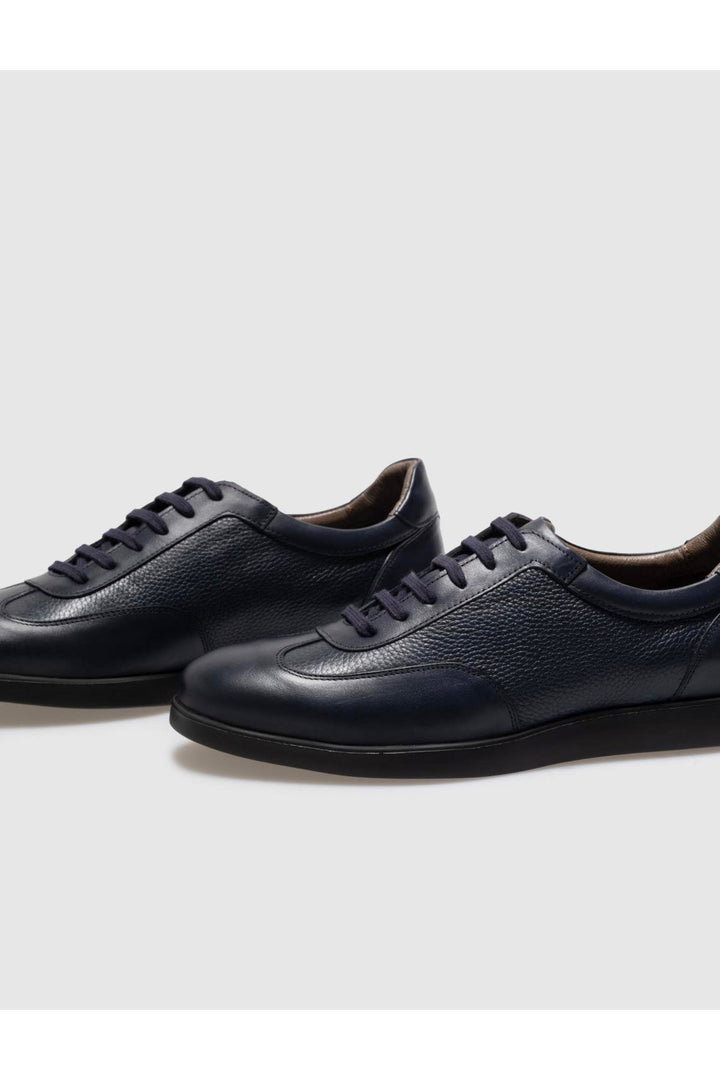 Cabani Shoes Chaussures de ville pour hommes en cuir véritable bleu marine à lacets - Bleu marine