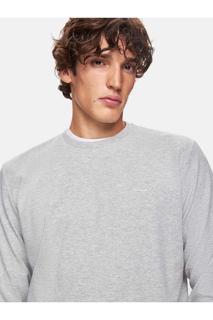 LTB Sweat-shirt gris à manches longues avec encolure en O