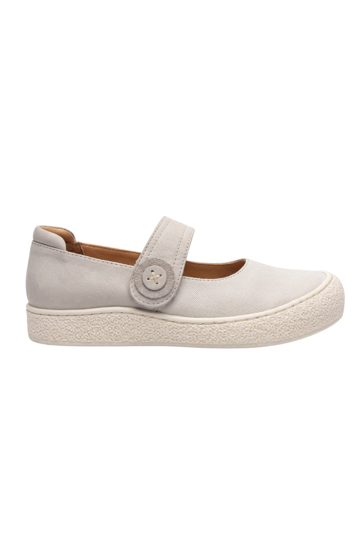 Wavelys ARON Chaussures pour femmes en cuir véritable gris avec semelle confortable et bande auto-agrippante, faciles à enfiler. - Gris
