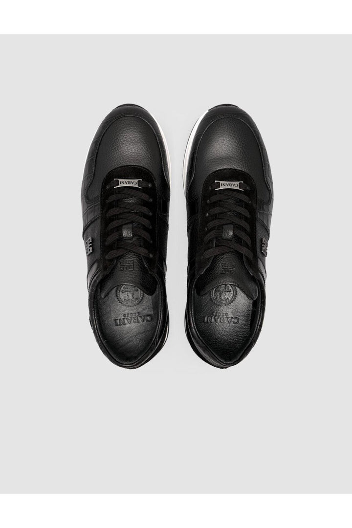 Cabani Shoes Sanonzo %100 Cuir Véritable Noir Chaussures de Sport pour Homme - Noir