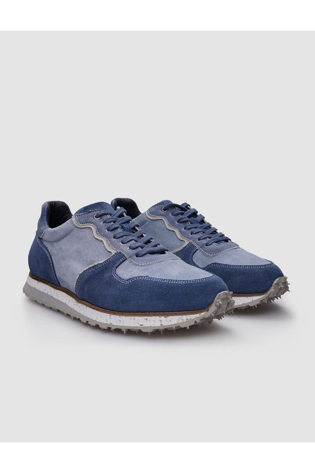 Cabani Shoes %100 Cuir véritable Baskets en suède bleu pour homme avec lacets - Bleu
