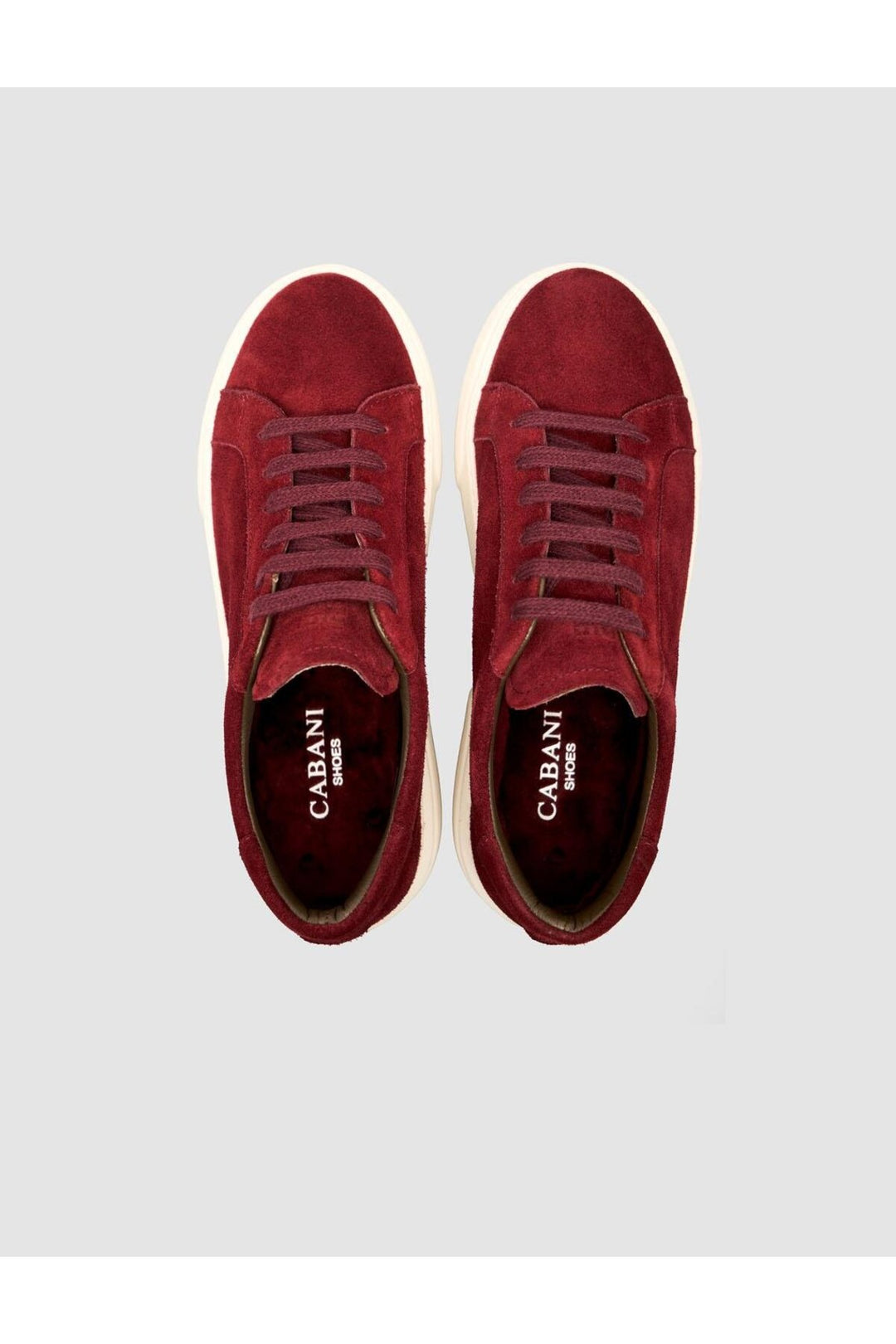 Cabani Shoes %100 Véritable Suède Bordeaux Sneaker à Lacets Doublé en Fourrure - Multicolore