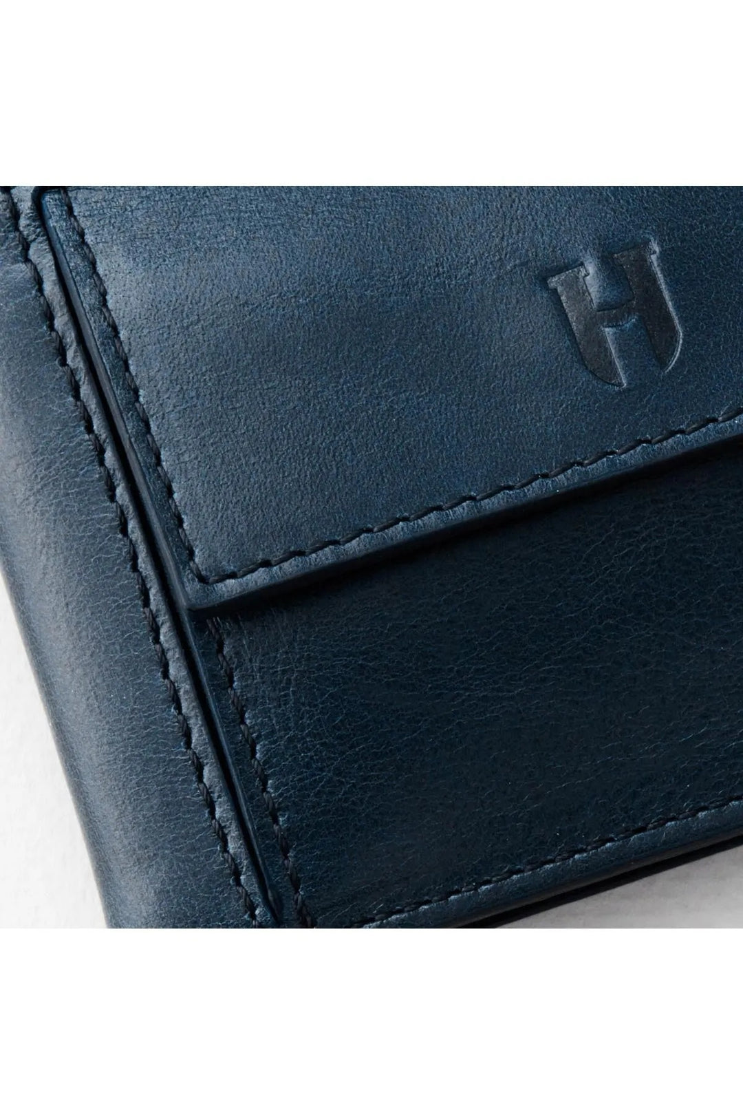 helmbrook Portefeuille en cuir véritable pour homme - Conception de poche multi-baie RFID protégée Rigby - Bleu marine