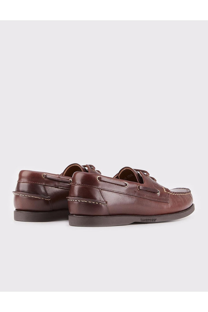 Cabani Shoes Chaussures de bateau pour hommes en cuir véritable à lacets marron Biella. - Marron