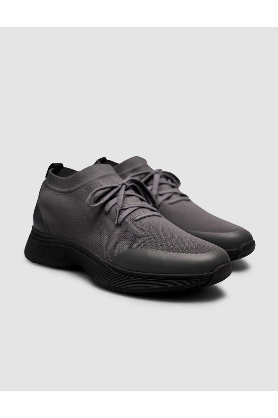 Cabani Shoes Sneakers pour hommes en tricot et en cuir de veau véritable gris foncé - Multicolore