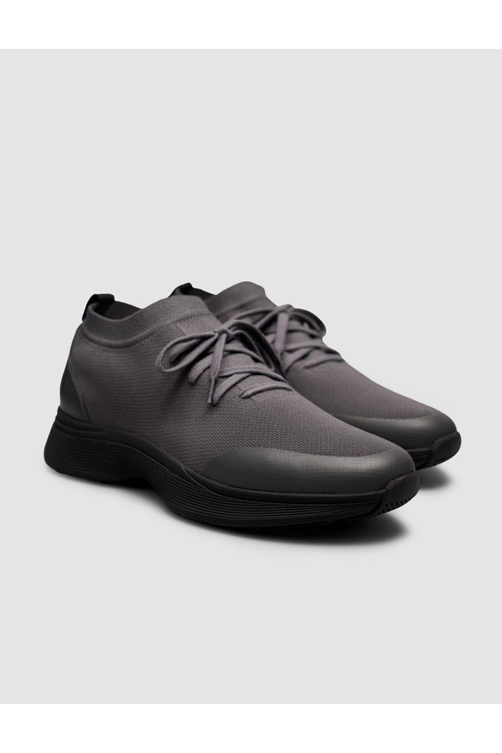 Cabani Shoes Sneakers pour hommes en tricot et en cuir de veau véritable gris foncé - Multicolore