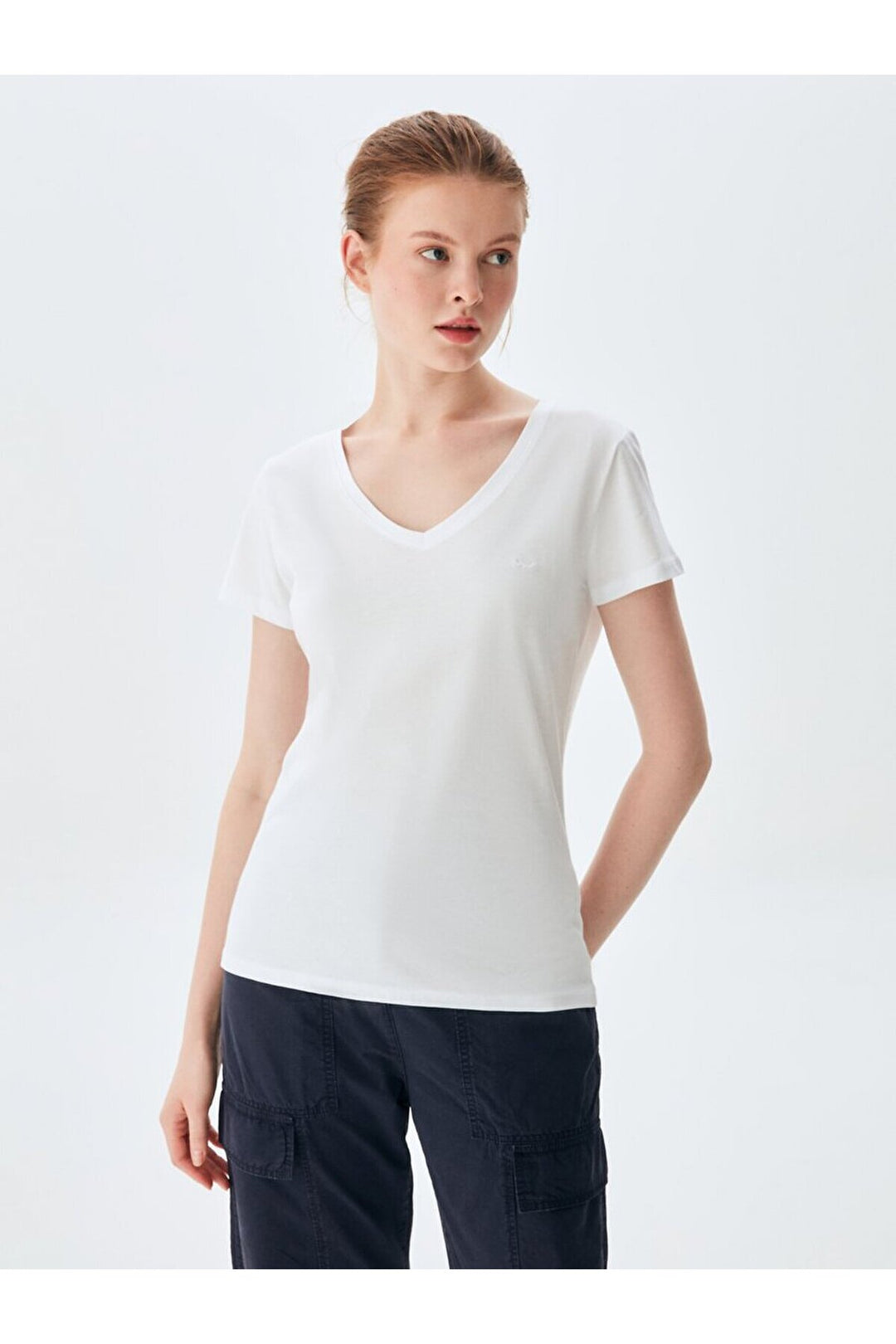 LTB T-shirt blanc classique à manches courtes Pressure avec encolure en V