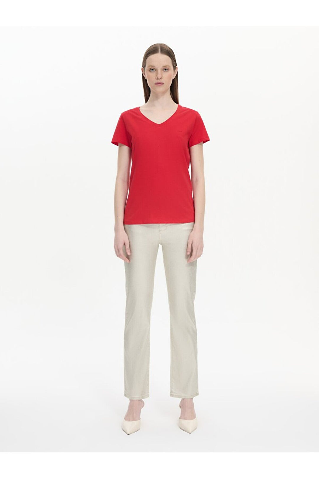LTB T-shirt rouge classique à manches courtes Pressure avec encolure en V