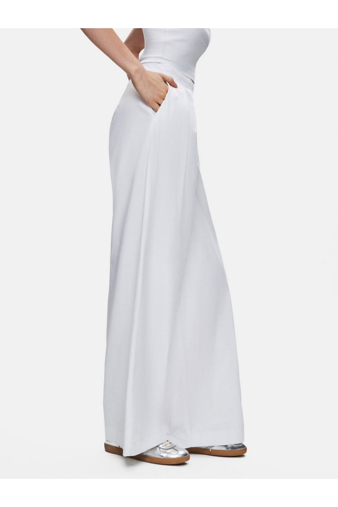 LTB Pantalon basique blanc jambes larges