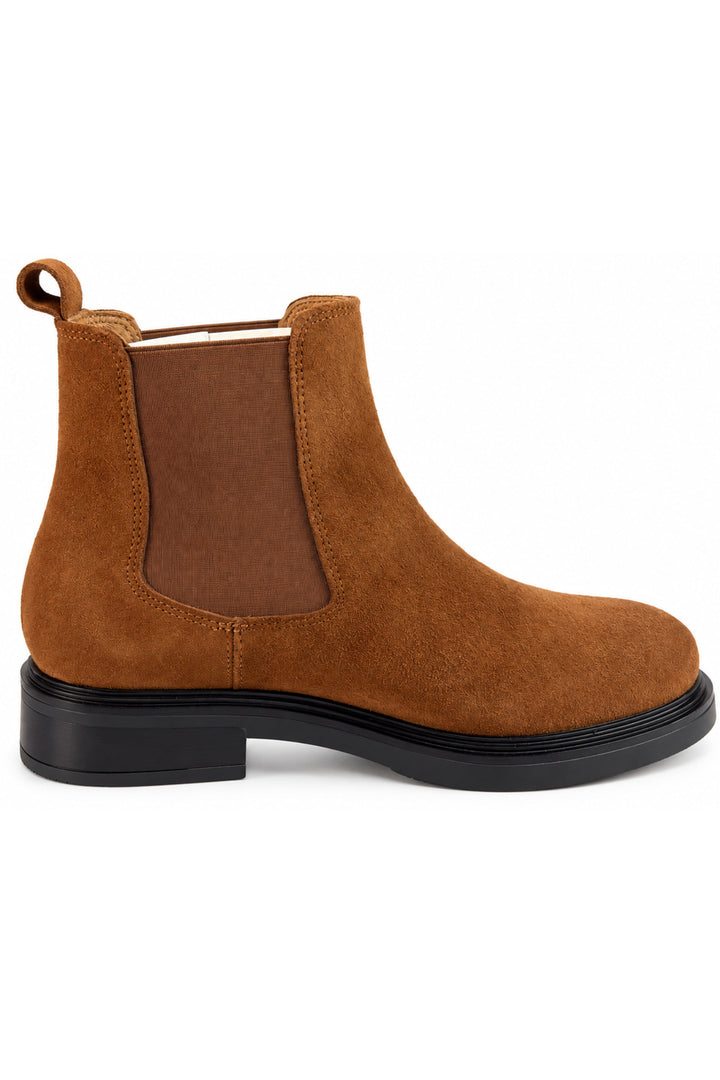 Wavelys BRUNO Bottes élégantes en cuir suédé véritable pour femmes, marron, à enfiler - Marron