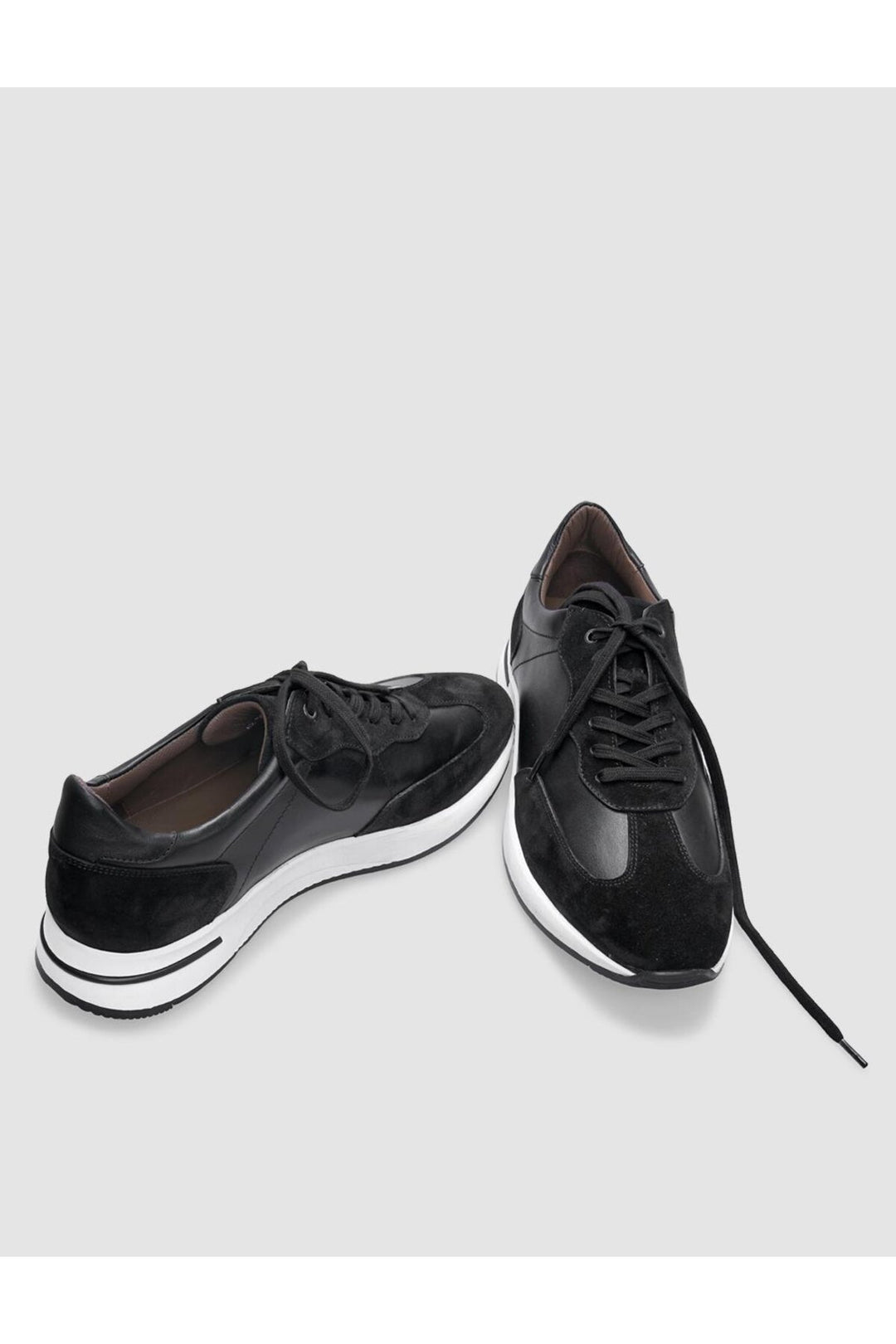 Cabani Shoes Chaussures de sport pour hommes en cuir véritable noires à lacets - Noir