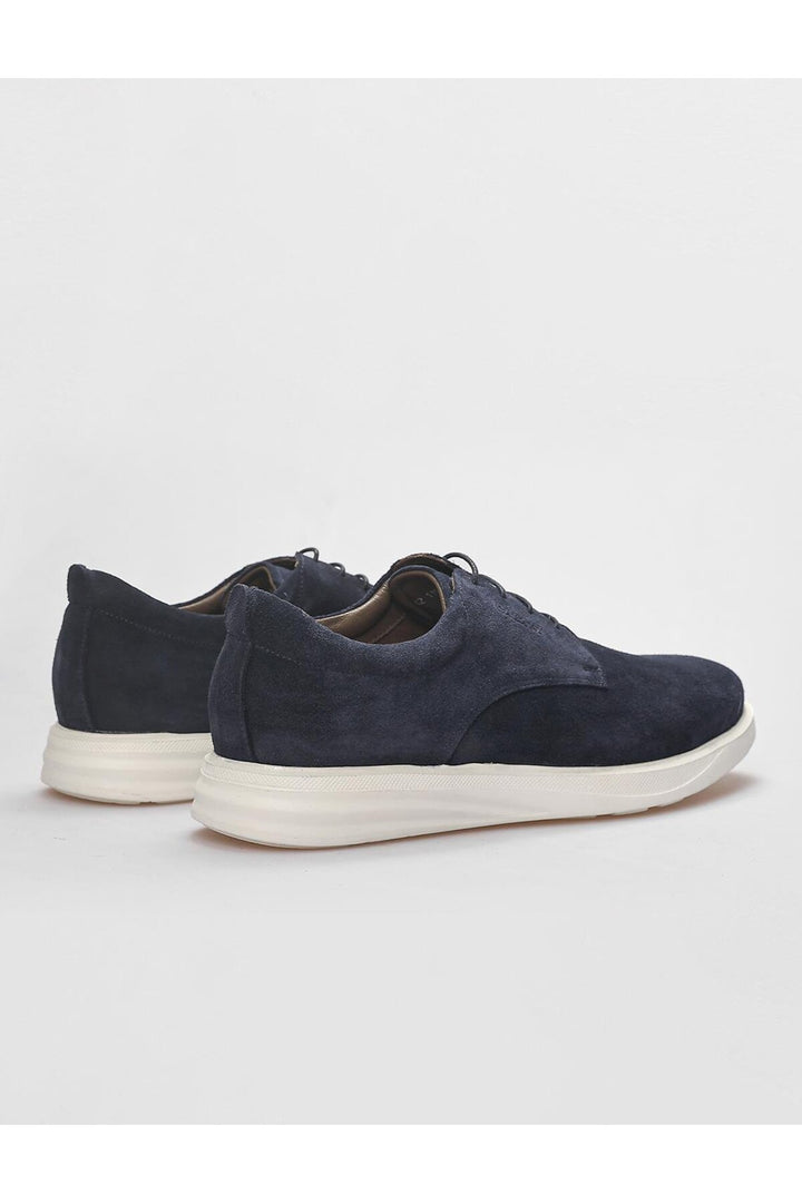 Cabani Shoes Chaussures de ville pour hommes en cuir véritable en suède bleu marine à lacets. - Bleu marine