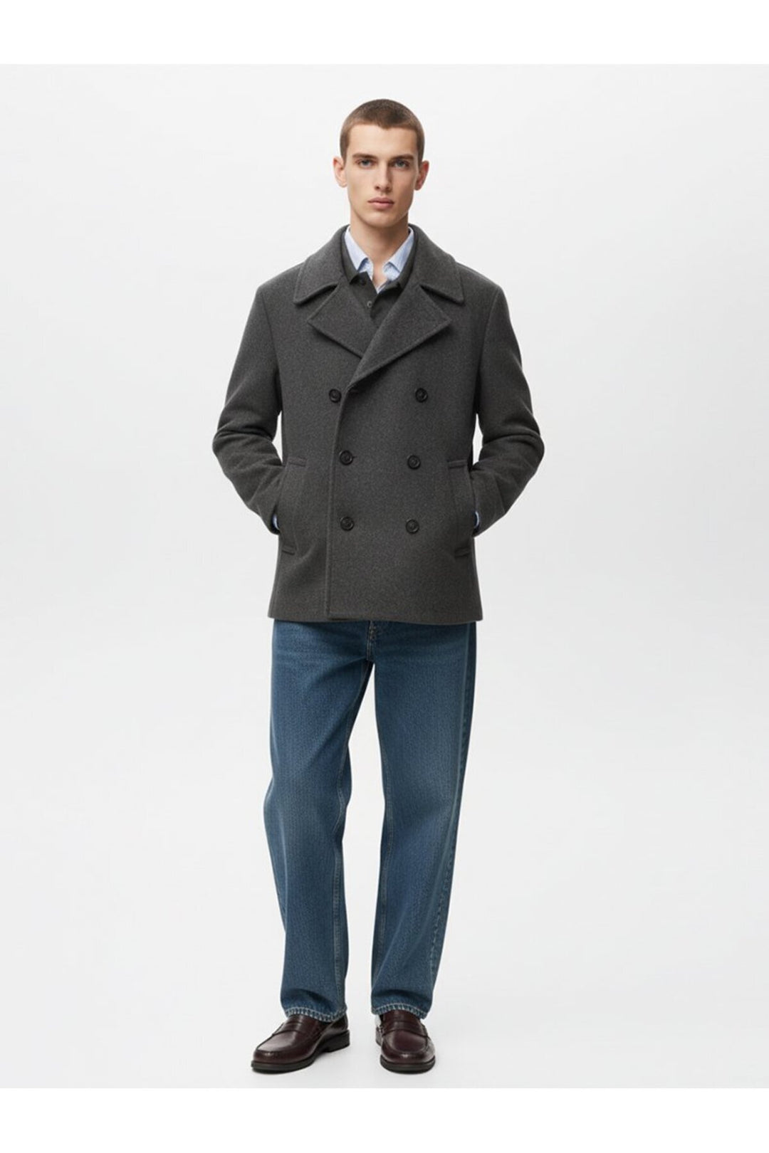 LTB Manteau cachet anthracite à manches longues et deux boutons