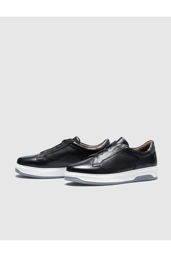Cabani Shoes Chaussures de sport pour hommes en cuir véritable noir à lacets. - Noir