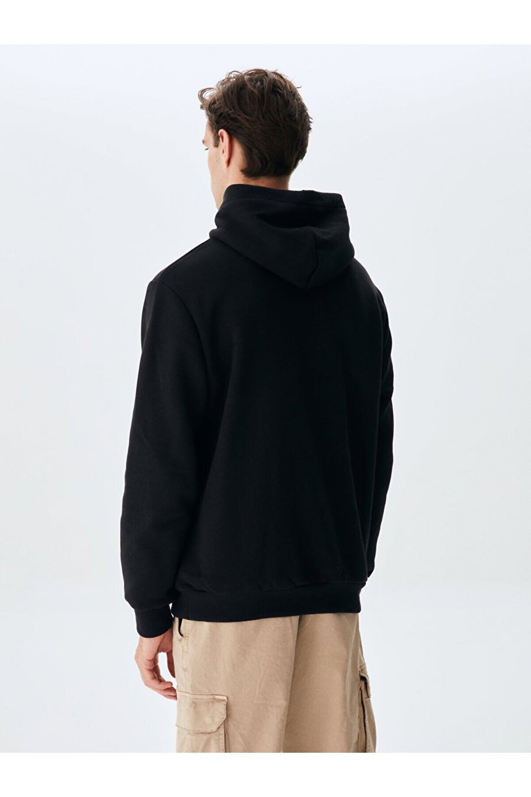 LTB Sweat-shirt noir coupe droite à capuche tendue sans fermeture éclair