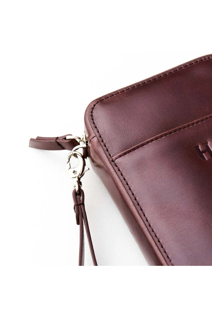 helmbrook Sac à main en cuir véritable Bracelet Poche avant RFID Protégé Café Carlye