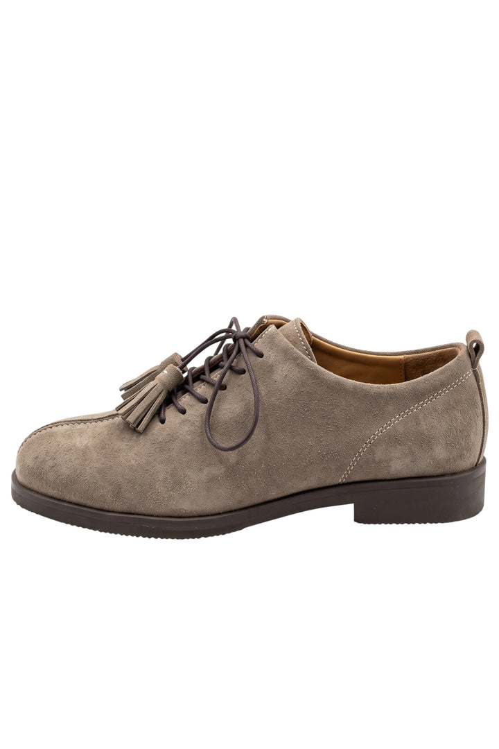 Wavelys ZEN-70611 ZANTE Chaussures à talons courts en cuir véritable avec détails à franges gris - Suède sable
