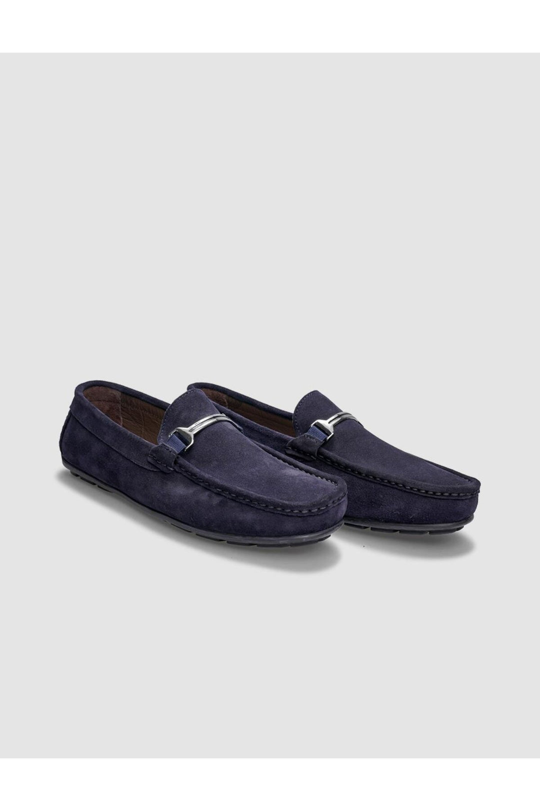 Cabani Shoes Mocassin pour homme en cuir véritable en suède bleu marine avec boucle. - Bleu marine