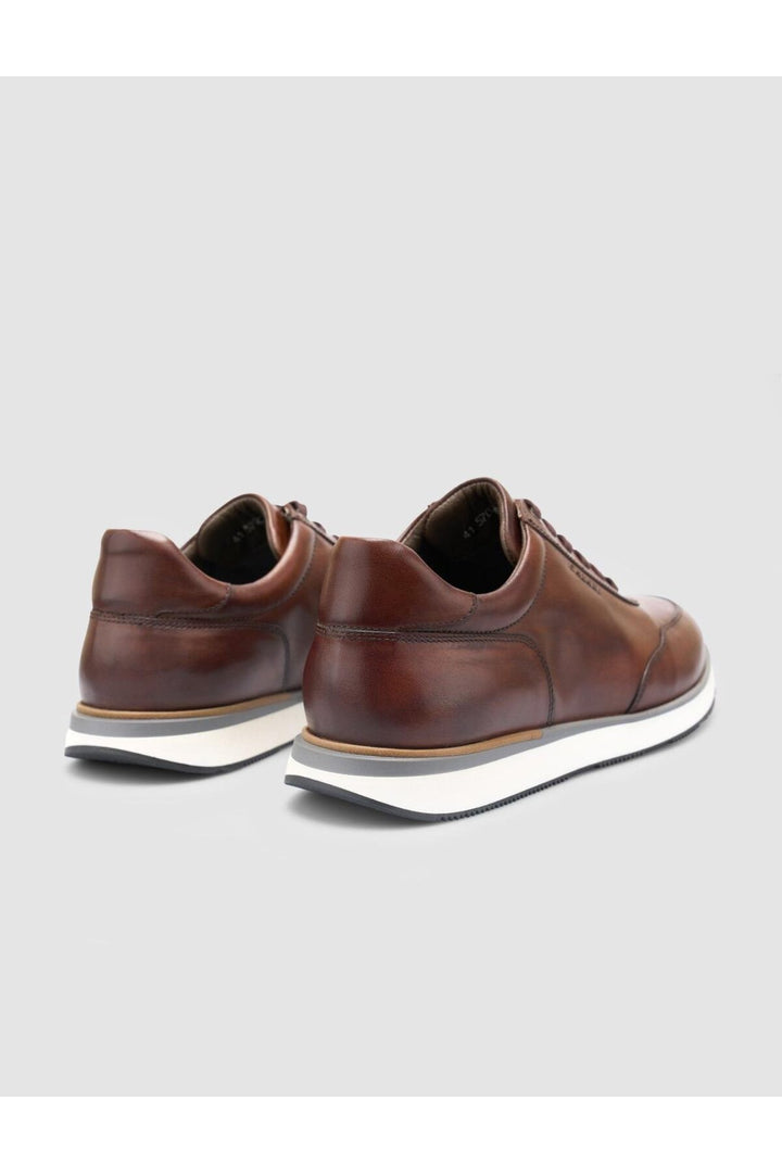 Cabani Shoes %100 Cuir Véritable Chaussures de Sport pour Hommes à Lacets Marron - Marron
