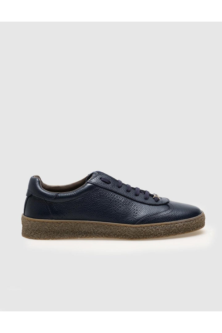 Cabani Shoes Chaussures de sport pour hommes en cuir véritable avec lacets et semelle en caoutchouc Bleu marine - Bleu marine