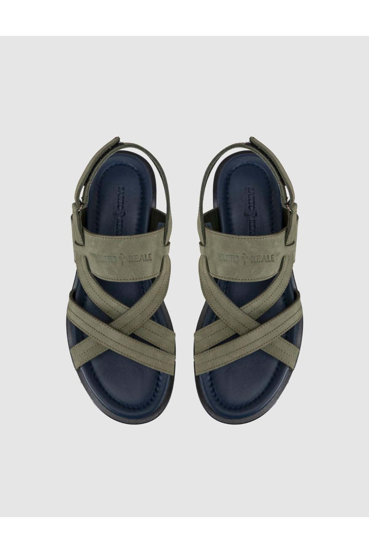 Cabani Shoes Sandale quotidienne pour homme en cuir véritable kaki - Vert