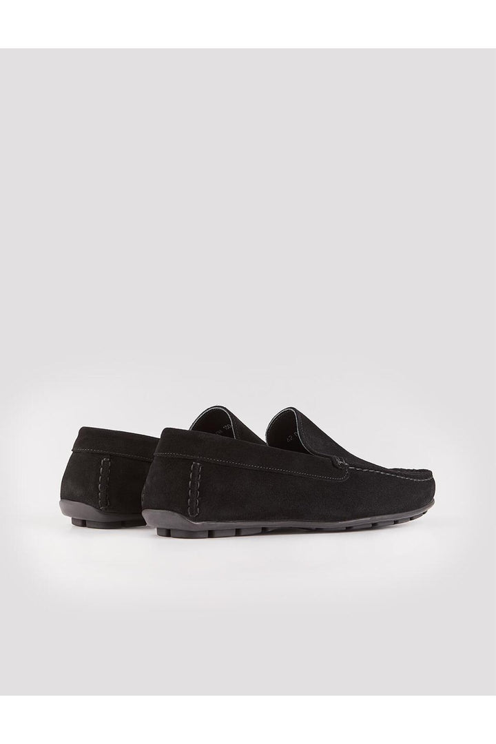 Cabani Shoes Chaussures Loafer pour hommes en suède noir sans lacets en cuir véritable - Noir
