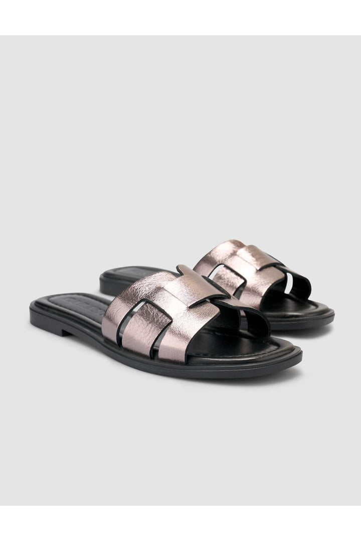 Cabani Shoes %100 Cuir véritable Sandales noires pour femmes - Multicolore