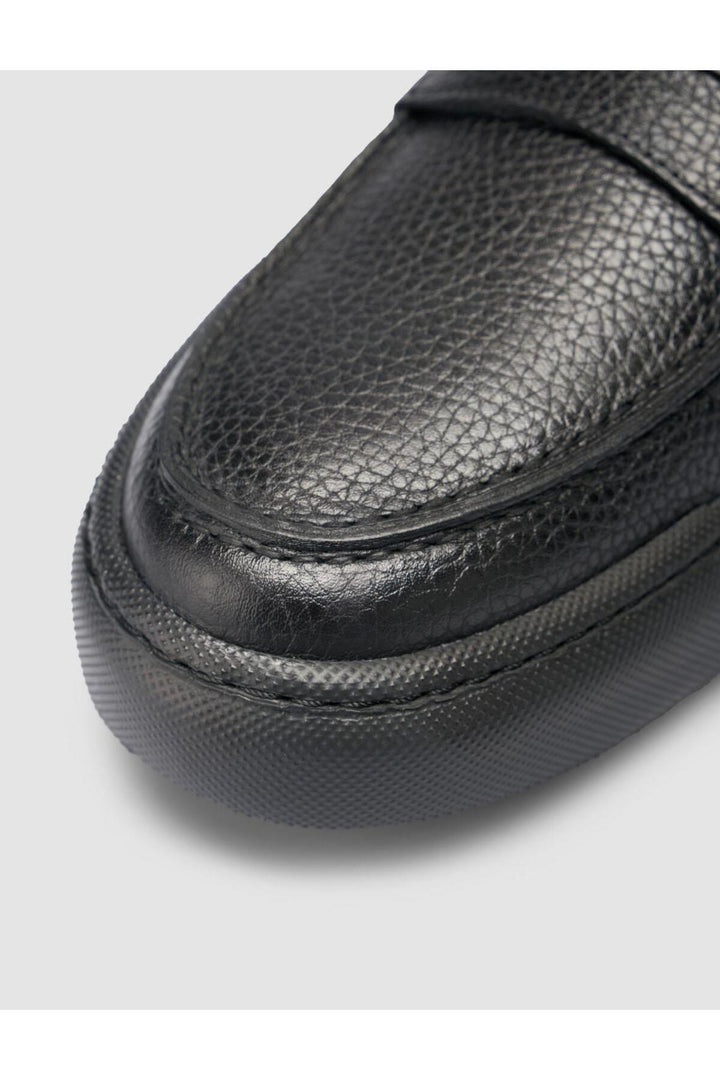 Cabani Shoes %100 Cuir véritable Mocassins pour hommes à bande noire - Noir