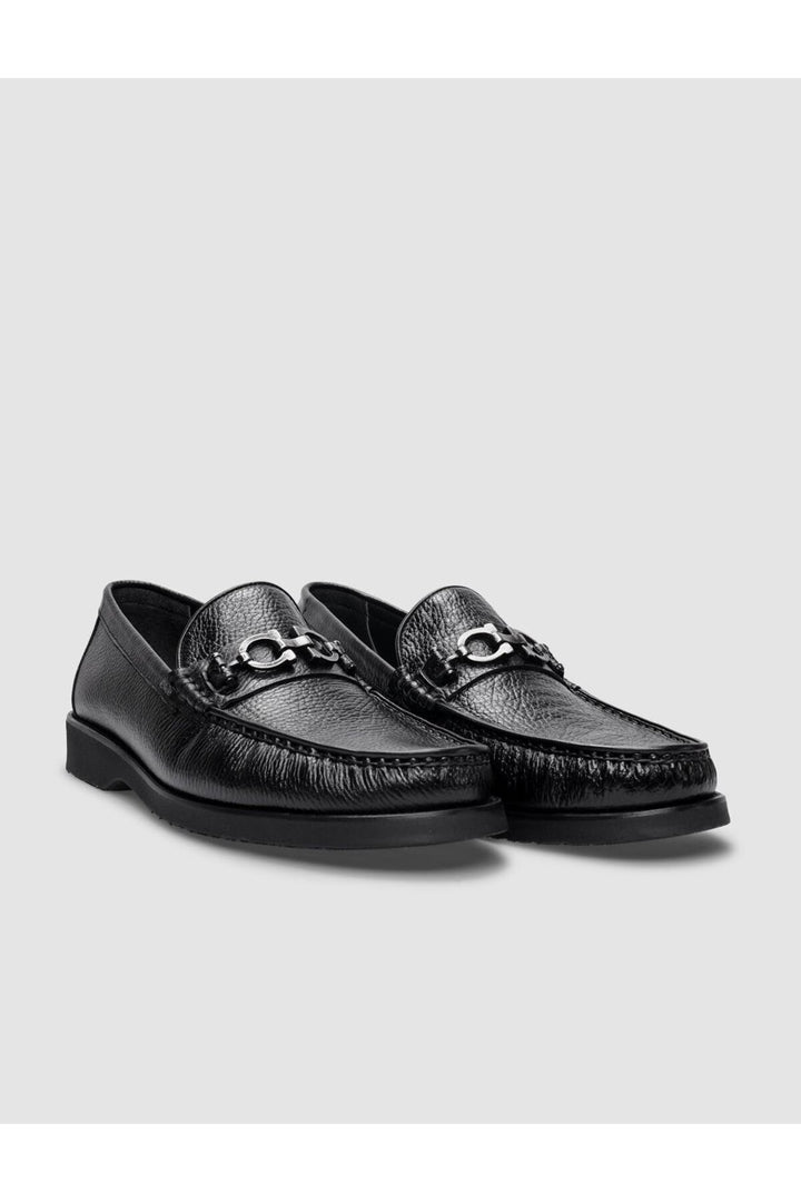 Cabani Shoes Chaussures classiques pour hommes en cuir véritable noir avec boucle à 100% - Noir