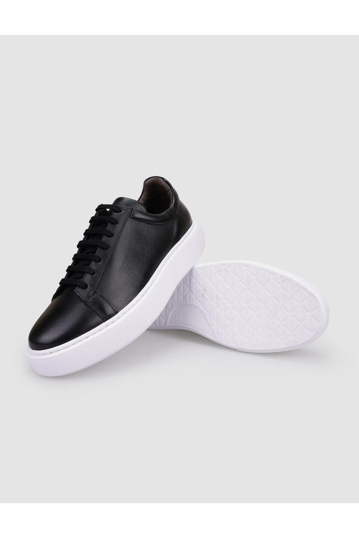 Cabani Shoes Lucca %100 Cuir Véritable Noir Chaussures de Sport Homme à Lacets - Noir