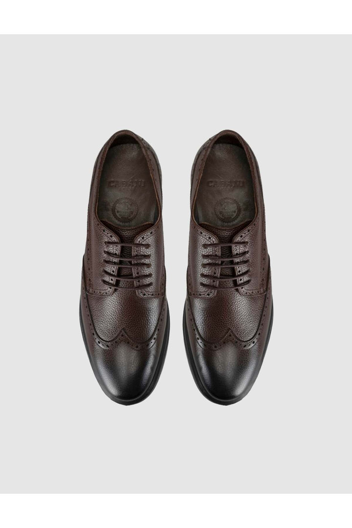 Cabani Shoes Chaussures Oxford pour hommes en cuir véritable marron - Multicolore