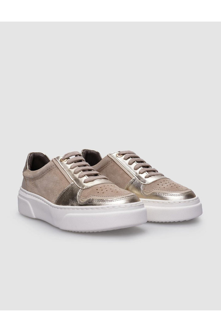 Cabani Shoes %100 Cuir véritable Baskets à lacets pour femmes Beige - Multicolore