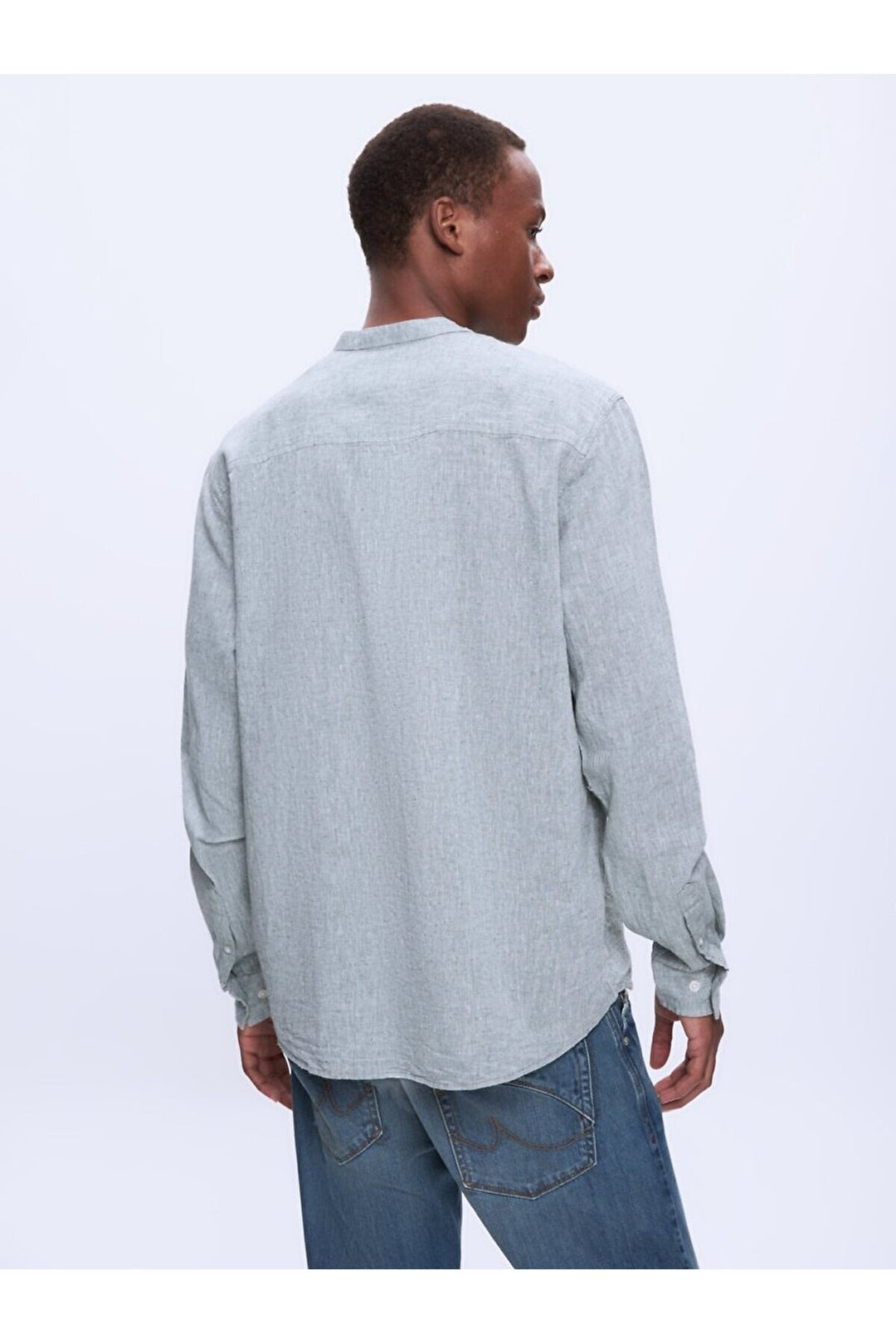 LTB Chemise verte à manches longues Regular Judge Collar Linen Look
