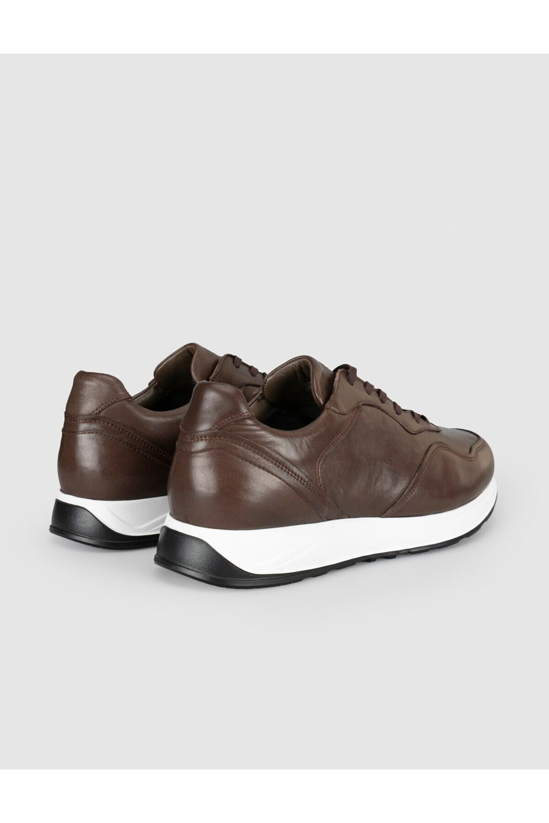 Cabani Shoes Baskets décontractées pour hommes en cuir véritable marron - Marron
