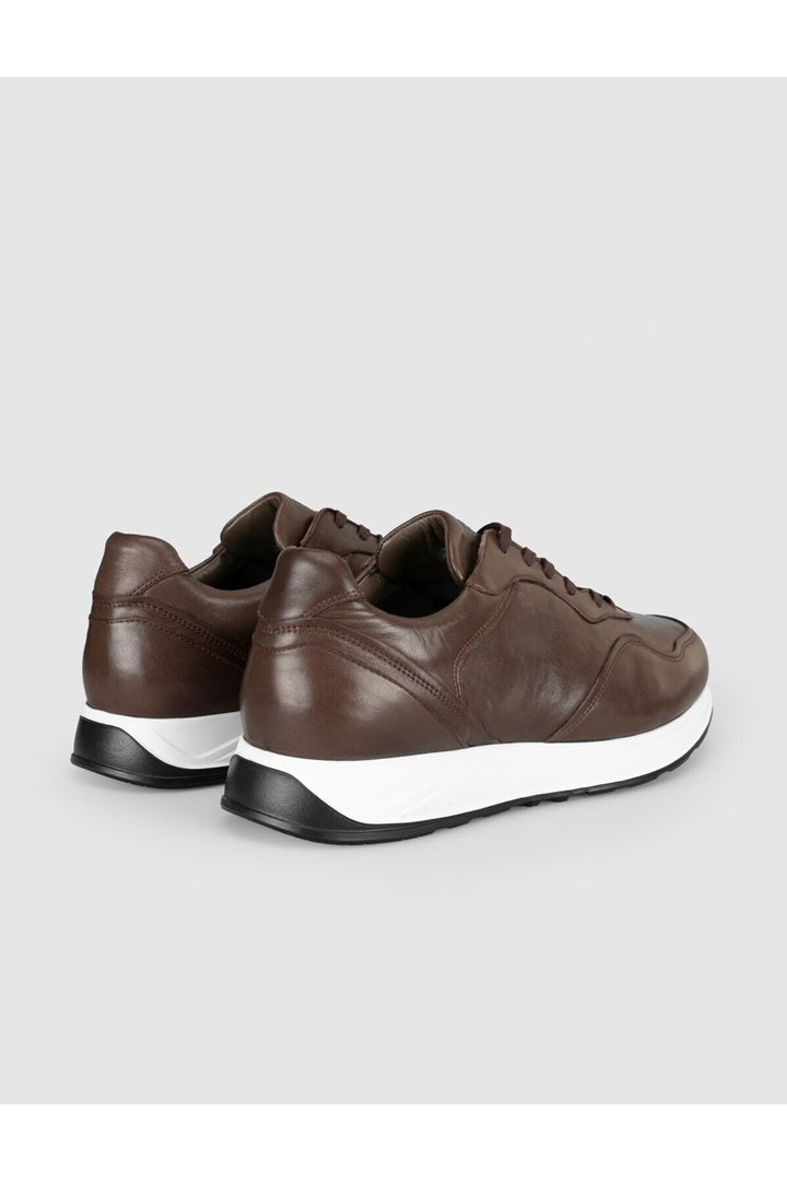 Cabani Shoes Baskets décontractées pour hommes en cuir véritable marron - Marron