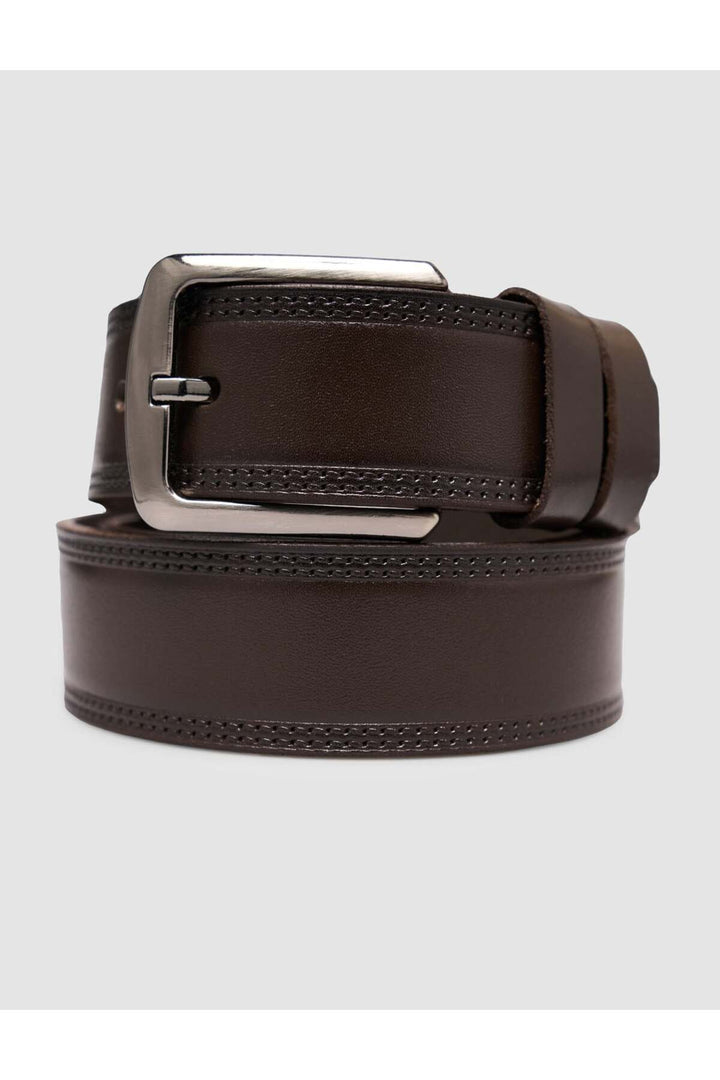 Cabani Shoes Ceinture classique pour homme en cuir véritable de vachette marron - Multicolore